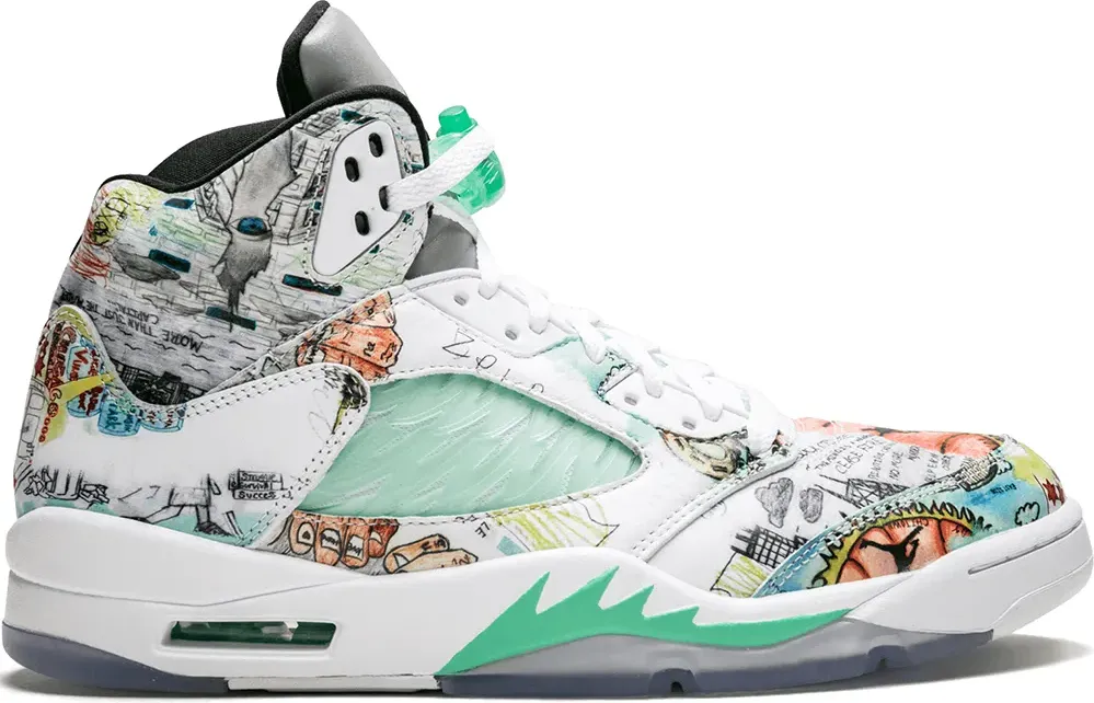 Nike Jordan Retro 5 Wings Glow in Dark Reflective Basketball Sneakers